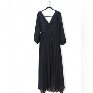 FH Black Long Sleeve Evening Gown
